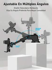 1 pieza Soporte Para Celular Para Carro Universal, Porta Celular Para Carro, Pieza Soporte De Teléfono Móvil Ajustable De 360 Grados Negro , Soporte Para Teléfono Móvil Para Coche, Soporte Para Teléfono Móvil Para Coche, Soporte De Clip Para Ventilación De Aire, Soporte Para Teléfono Móvil Para Automóvil, Soporte Para Teléfono Inteligente Gps,Soporte multiusos con ventosa para el salpicadero del coche - Negro - Ver 5