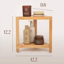 Corner Shower Stool Inside Shower - Waterproof Shower Foot Rest Shaving - Small Shower Stool Shower Inside Shower With Storage Shelf Small Shower Spaces - Bamboo - View 3