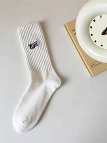 1/3/5/6/10 Pairs Men's Crew Socks Mid-Calf Socks Sports Men's Mid-Tube Socks Men's Solid Color Deodorant Wicks Men's Socks Basketball Sport Black And White Stockings