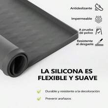 Protector Superior de Lavadora y Secadora 60*65cm, 1 Pieza Alfombrilla Protectora de Goma de Silicona, Antipolvo, Antideslizante, Impermeable y Resistente al Desgaste, para el lavadero del Hogar Gris, L - 1 Pieza L + Gris - Ver 4