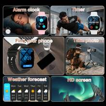 Ceas inteligent unisex, răspuns la apeluri, memento mesaje, control muzical, fotografiere de la distanță, contor de pași, urmărire calorii, moduri multi-sport, ceas deșteptător, notificare apeluri telefonice și mesaje, 190mAh, ecran tactil complet de 1,83 inci, compatibil cu Android și iOS