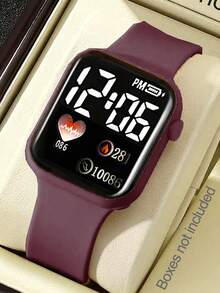 12pcs Heart & Number Luminous Display Sports Electronic Watch & Heart Bracelet Set, Cartoon Cute Wristwatch & Bracelet Suit, Suitable For Birthday Gift, Party, Daily Wear - Multicolor - View 5