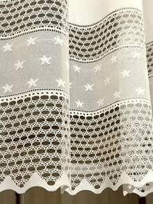 1pc Christmas Decorative Rod Pocket Embroidered Sheer Curtain With Hollow-Out Luxury Tassel Trim, Semi-Sheer Kitchen Small Window Curtain, Suitable For Living Room And Bedroom, Sound Insulation And UV Protection, Christmas Decor Kitchen Curtain (150g Fabric Weight) - Multicolor - View 2