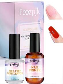 Natural 15ML Nail Prep Dehydrator And Primer For Acrylic Powder And Gel Nail Polish Non Acid Primer For UV Gels Fast Dry Bonding Primer(2 Box)