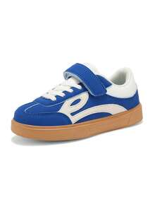 1 Pair Kids Casual Shoes, Fashion Leather Patchwork Platform Mid-Top Comfortable Versatile Children Sports Sneakers, Unisex - Navy Blue - View 16