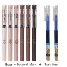 3 支/6 支/8 支咖啡主题液体速干墨水凝胶笔，不晕染软触笔，适用于笔记绘图学校办公用品 - 彩色 - 查看 9