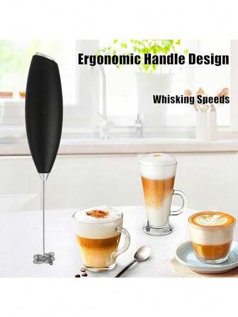 1pc Stainless Steel Electric Milk Frother - Perfect For Cappuccino, Coffee And Matcha Green Tea - Easy-To-Use Handheld Design For Smooth Frothy Beverages