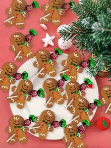 100pcs Christmas Gingerbread Man Lollipop Cards, Christmas Lollipop Decoration Cards, No Candy Included, Christmas Themed Creative Design DIY Christmas Party Decoration Paper Cards, Suitable For Candy Gifts, Christmas Party Decorations, Lollipop Paper Card DIY Decorations, Christmas Party Gifts And Supplies - Brown - View 5