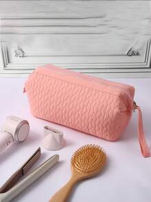 1pc Solid Color Quilted Hair Dryer Storage Bag, With Inner Pocket Design, Large Capacity Dust-Proof Hair Tool Organizer Bag, Suitable For Curling Iron, Hair Dryer, Hair Clips, Straightener, Great For Home And Travel, Ideal Valentine's Day Gift