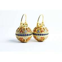 Art Deco Multicolor CZ Lever-Back Earrings  Blue Vintage Style Gold Plated Earrings Dangle Earrings Fast Shipping From USA! A2