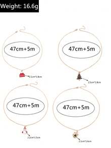 4pcs Minimalist Christmas Tree & Snowman Necklace Set, Everyday Wear Necklace With Pendant, Charm, Bell For Women