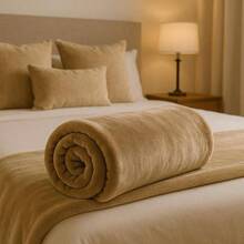 Frazada Suave Individual o Matrimonial Polister u2013 Cobija Ligera para Cama, Viaje, Hogar o Camping u2013 Manta Trmica Lavable Beige, Individual - Azul Marino + Individual - Ver 5