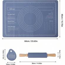 Rolling Pin Pastry, Rolling Masa Anti Slip Grueso de Silicona Para Hornear Masa Hoja de Rodar Con Medidas Cortador Para Pizza Pasteles Pan - #011 - Ver 7