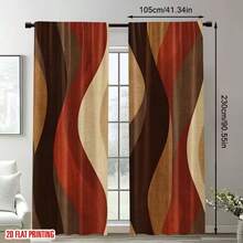 2 piezas Cortinas modernas con estampado de olas abstractas - Cortinas de poliéster de colores de la tierra (marrón/beige/naranja/rojo), diseño de bolsa para barra, lavables a máquina, adecuadas para dormitorios, salas de estar, cocinas y salas de estudio - Cortinas de decoración del hogar modernas, cortinas de sala de estar, divisores de habitaciones, decoración artística, fácil mantenimiento, cortinas decorativas, cortinas de decoración interior de moda
