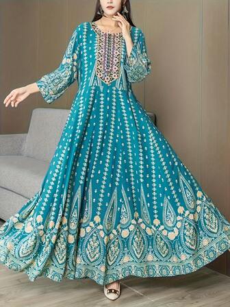 阿拉伯、休闲、波西米亚、刺绣、艺术、复古、度假旅游盛装、端庄