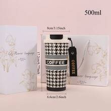 500ml Stainless Steel Coffee Cup, Reusable Stainless Steel Water Bottle, Leak-Proof Insulated Glass Cup With Lid And Straw, Suitable For Outdoor, Camping, Travel, Sports, Daily Hydration, Stylish Water Bottle, Durable Water Container