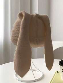 1件装兔子可爱长耳朵针织帽，蓬松可爱兔子钩针编织头巾，适合秋冬季保暖防寒，是送给滑雪、跑步、旅行、感恩节、圣诞节等冬季节日女性的理想礼物。 - 彩色 - 查看 11