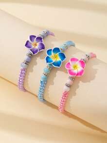 Pulsera de flor de arcilla suave hecha a mano, linda y dulce