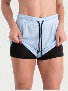 Women's 2-In-1 Dryfit Shorts Set, Double Gym Shorts For Training, Hiking And Other Sports - 隨機的 - 查看 3