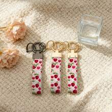 1pc Zinc Alloy Keychain, PU Pattern Printing, Elegant Design, Anti-Rust Coating. Suitable For Car Keys And Home Keys, Both Practical And Fashionable.