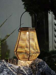 1pc Bohemian Style Solar Rattan Hanging Lamp, Outdoor LED Lantern, Solar Powered, Nickel Battery, Suitable For Patio, Garden, Balcony Decor, No Laser, Includes Electronic Components, Balcony Decor, Garden Lighting, Solar Lantern, Hanging Decor, Woven Texture Lantern, Tassel Decor Lighting, Metal Frame Structure, High-Efficiency Solar - Multicolor - View 5