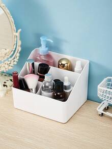 Caja de almacenamiento de cosméticos minimalista de 4 rejillas en forma de trapecio, portalápices para estudiantes, organizador de sala de estar para control remoto y varios