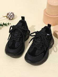 Children/Teens' Fashion Casual Non-Slip Durable Lightweight Soft-Sole Sneakers, Suitable For Spring & Autumn, Girls & Boys - Black - View 3