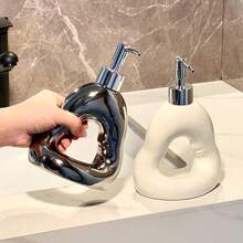 Luksusowy ceramiczny dozownik mydła w płynie z pompką wielokrotnego napełniania, modna butelka do dekoracji łazienki, butelka z balsamem do blatu, butelka z szamponem/żelem pod prysznic do pokoju hotelowego/motelowego, artykuły do łazienek komercyjnych, butelka z balsamem do toalety biurowej, dozownik mydła do holu hotelowego