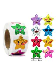 500 piezas de pegatinas holográficas en forma de estrella de colores, duraderas y autoadhesivas, adecuadas para útiles de maestros, recompensas escolares y preescolares, elogios de padres, útiles escolares, cajas de regalo, planificadores, sobres, flores, productos horneados, cafeterías, envoltorios de dulces, sellos decorativos - Multicolor - Ver 6