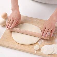 Rodillo de madera, 2 rodillos de masa de madera de haya con lneas de escala para galletas, masa de pastelera, pastel y hornear - Marrón - Ver 6