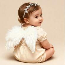 Set Perlengkapan Fotografi Bayi: Sayap Bulu + Aksesori Rambut 2pcs untuk Sesi Foto Satu Bulan/100 Hari/Potret/Natal, Pesta Bertema, dan Hadiah Bayi. - MultiWarna - View 12