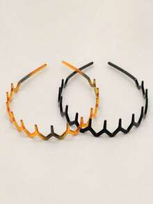 2pcs Crown Shaped Hairbands For Women, Basic Big Wave Makeup Headbands, Elegant Plastic Hair Hoops,Hairband,Hair Hoop ,Head Piece - Multicolor - View 5