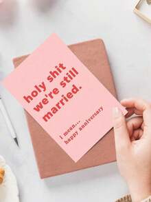 1张趣味周年纪念贺卡，情侣周年纪念卡，送给妻子和丈夫的周年纪念纪念品 - 彩色 - 查看 5