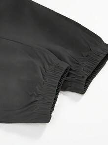 1件少女休闲工装裤，简约风格，带口袋，直筒裤型，适合春、夏、秋、冬四季穿着。 - 灰色 - 查看 6