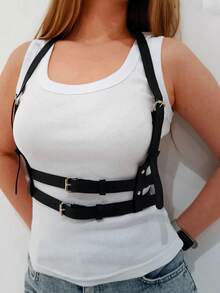 Leather Harness Belt For Women, Fashion Leather Harness Belt Festival Club Wear Harness For Women - Black - View 7