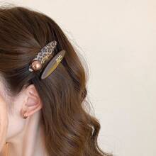 Exquisite Leopard Print Mini Hair Clip For Women, Unique Side Hair Bangs Clip, Pair Of Clips, Elegant And High-End One-Line Clip - E114-2# Two-pointed Pair - View 2
