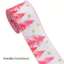 1 Roll Christmas Satin Ribbon (2.5 Inch*5 Yards), Variety Of Designs To Choose From - Polka Dot, Snowman, Snowflake, Santa, Tree, Craft Ribbon, Glitter Gold Wired Fabric Ribbon, For Christmas Crafts, Wedding Decorations, Bow Making, Party Decor - Multicolor - View 13