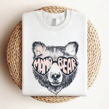 180g pure Cotton Mama Bear Shirt, Mothers Day Gift, Mama Bear Gift,Gift For Mom,Baby Shower Gifts, Animal Naturel Lover Shirt, Cute Mama Bear Shirt, Mom Life graphic Women Top Graphic Tees Slightly Comfortable Stylish Casual Top For Everyday Wear Stretched Breathable - Blanco - Ver 3