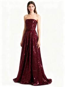 1pc 3mm Precision Cut Sequin Fabric, Heavy Beaded Embroidery 3D Sequins, Party Background Decor Costume Dress Stage DIY Pre-Cut Cloth - Burgundy - View 7