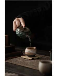 1个石制茶杯，日本古董大师杯，功夫茶具80毫升复古手工陶瓷咖啡杯抹茶杯，以及家庭办公室都非常适合