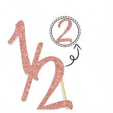 Rose Gold "1/2" Cake Topper - Half Year Birthday Decor For 6 Month Old Baby, Cake & Dessert Decoration - View #9