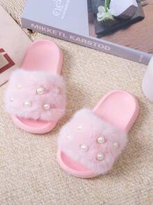 1 Pair Girls Kids Fashion Slippers, EVA Ultra-Light Sole, Suitable For Toddlers & Little Kids Indoor Slippers, Winter - Pink - View 6