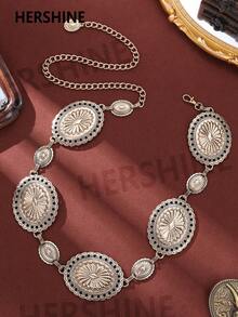 Hershine 女士西部风格金属花朵腰带，波西米亚乡村音乐节服装配饰，可调节复古腰带，适合日常、万圣节、夏季、上学、秋季等场合。 - 彩色 - 查看 11