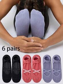 1/2/3/4/5/6 Đôi tất tập Pilates màu trơn cho nữ, đế silicon chống trượt, tất tập Yoga cho các môn thể thao trong nhà, chạy bộ, tập thể dục, nhảy dây, khiêu vũ, trang phục thường ngày, phù hợp với mọi mùa, quà tặng tuyệt vời cho mẹ, bạn gái, chị gái, giáo viên - Nhiều màu - Xem 51