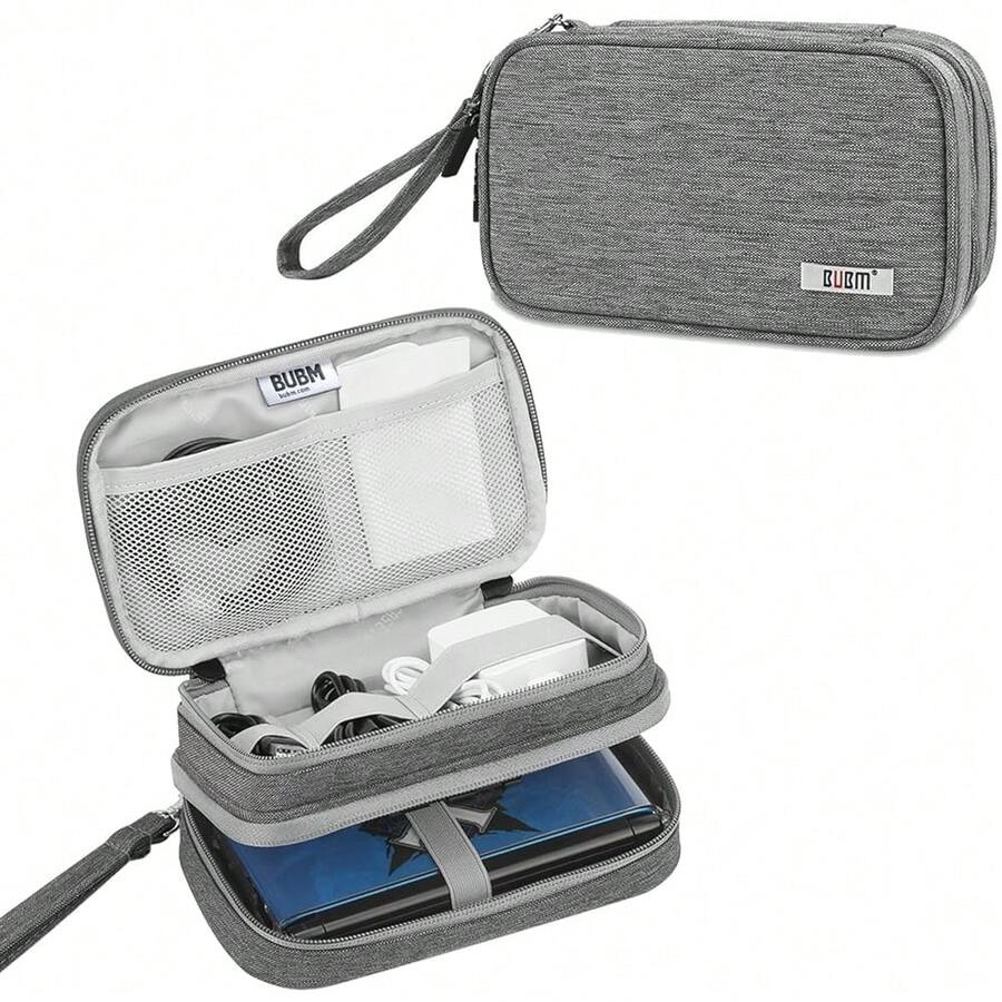 BUBM Double Compartment Storage Case Compatible With 3DS/3DS XL/New 2DS XL And Accessories, Protective Carrying Bag, Portable Travel Organizer Case,Gray{"Color_name":"Gray"} - 灰色的 - 查看 1