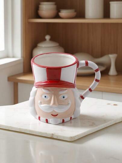 1pc Nutcracker Mug, Christmas Ceramic Coffee Cup, Nutcracker Soldier Ceramic, King Queen Face Nutcracker Design, Water Cup, Mug, A Cup Of Coffee, Christmas Gift, Mug, Coffee Cup, Possible, Airport