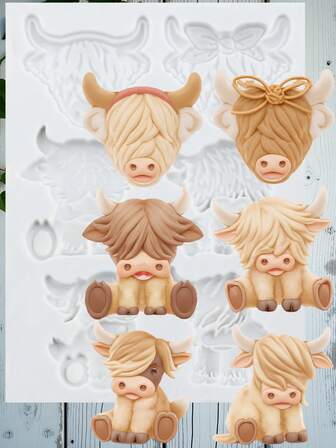 奶牛硅胶软糖模具苏格兰高地牛糖果模具蛋糕装饰纸杯蛋糕装饰糖果聚合物粘土胶泥