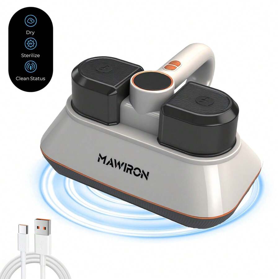 IKUNQUAN Handstaubsauger für Matratzen – Leistungsstarke Tiefenreinigungsmaschine mit UV-Lampe, Staubmilbensensor, Bettstaubsauger 350 W für Polster und Matratzen, USB-Ladegerät