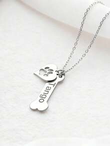 1 pieza Collar con colgante con forma de hueso con huella de mascota personalizada, colgante con forma de corazón, collar con nombre, joyería personalizada, collar unisex, collar personalizado, collar con nombre, se pueden personalizar de 1 a 3 nombres, regalos de Navidad personalizados, regalos de Halloween, regalos de cumpleaños, regalos para amantes de las mascotas, adecuado para regalos personalizados para familiares y amigos - Multicolor - Ver 13