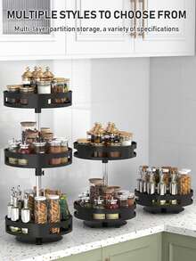1 pieza Organizador giratorio multiusos - Ahorro de espacio, almacenamiento antideslizante para vajilla, maquillaje y especias en el mostrador de la cocina